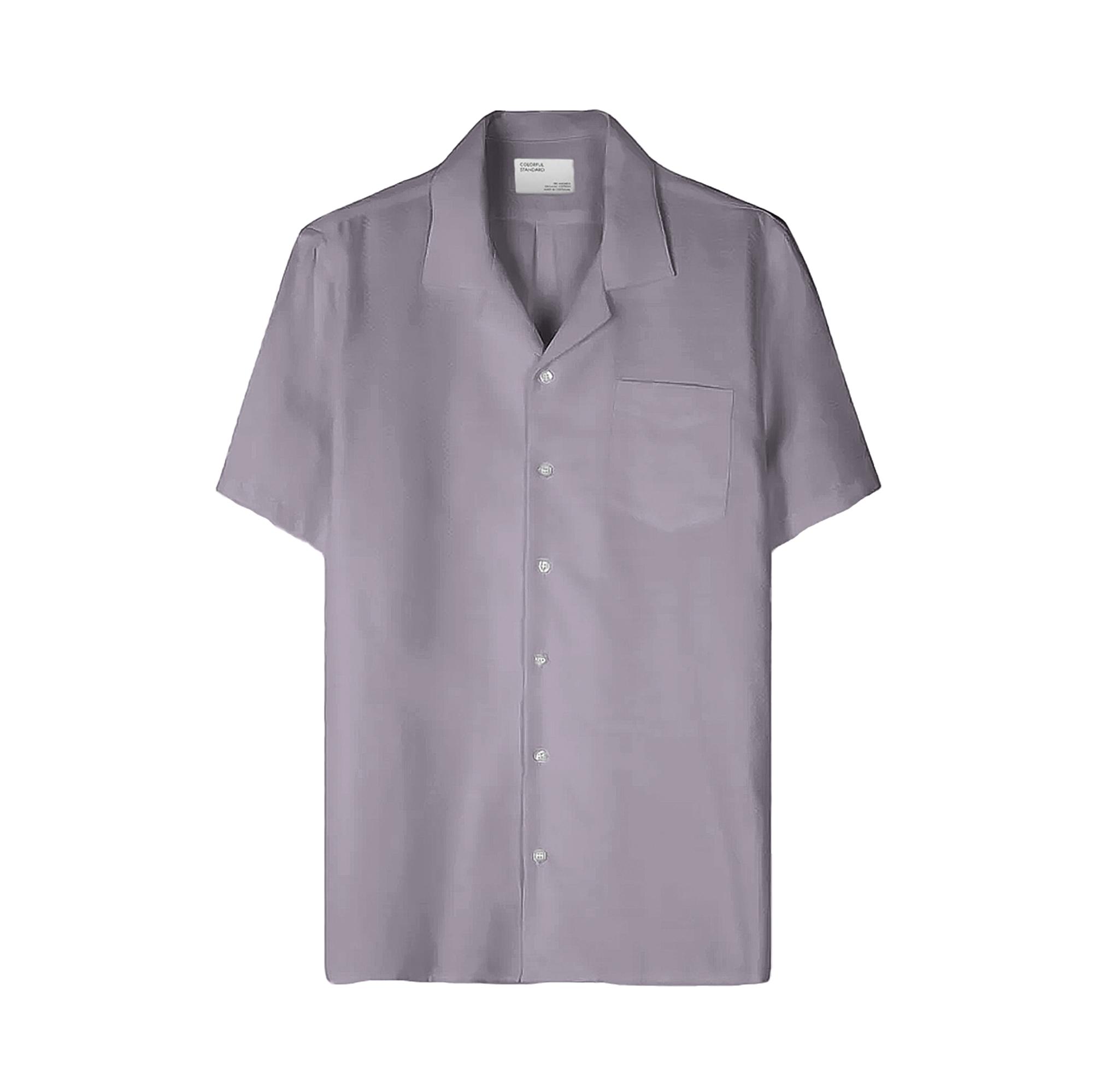 Colorful Standard Purple Haze Leinen Kurzarm Hemd Herren graulila